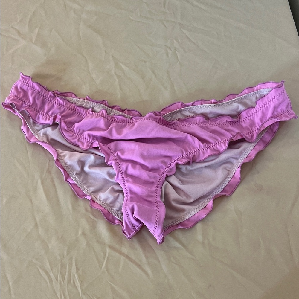 Victoria's Secret Light Pink Ruffle Trim Bikini Cheeky Bottoms